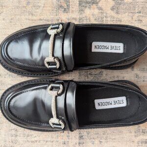 Steve Madden Girls Jeweled Loafers (Black Size 2)